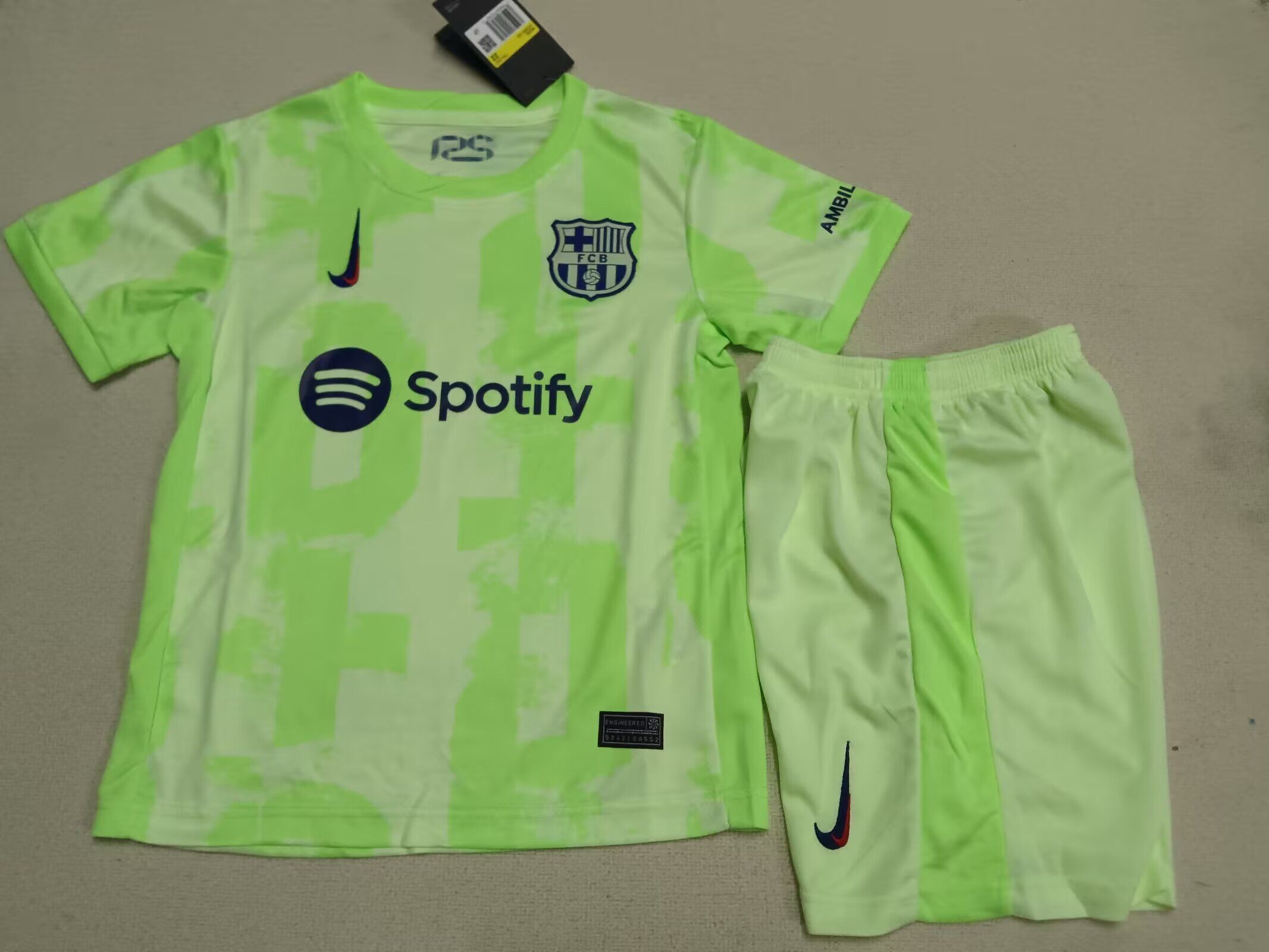 Kids-Barcelona 24/25 Third Green Leaked Soccer Jersey